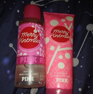 PINK Victoria's Secret Merry Pinkmas Body Mist and Lotion Set